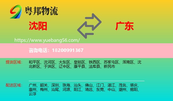 沈陽到廣東物流